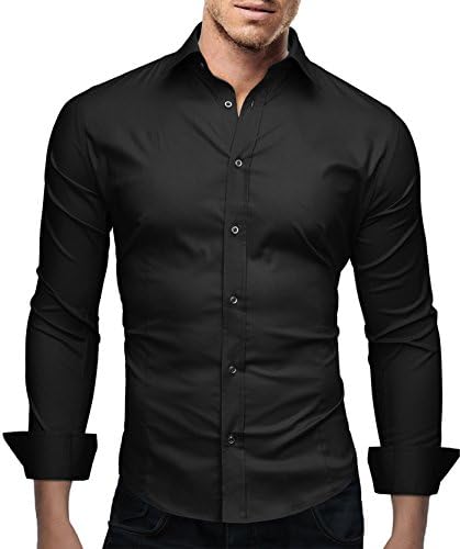 Marco Marcucci Men's Premium Dress Shirt Flim Fit - Long Sleeve Basic - Breathable