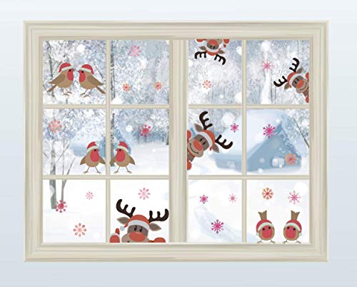 TOARTi Reindeer Wall Decal with Birds Snowflake Wall Decal ，Christmas Sticker for Car Decoration，Window Cling Decal，Christmas Home Decals (29 pcs) - Thumbnail 7