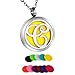 HooAMI Monogram C Aromatherapy Essential Oil Diffuser Necklace Locket Pendant with 11 Refill Pads