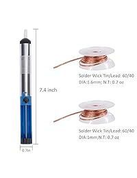 Vastar AC222   Kit de soldador de hierro (16 en 1, 60 W, soldador de soldadura, temperatura regulable con interruptor de encendido apagado, puntas de soldadura, bomba de desoldar, alambre de soldadura, puntas antiestáticas)