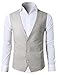 H2H Mens Casual Slim Fit Business Suit Vest Linen Solid 3 Buttons Stylish Dress Vest