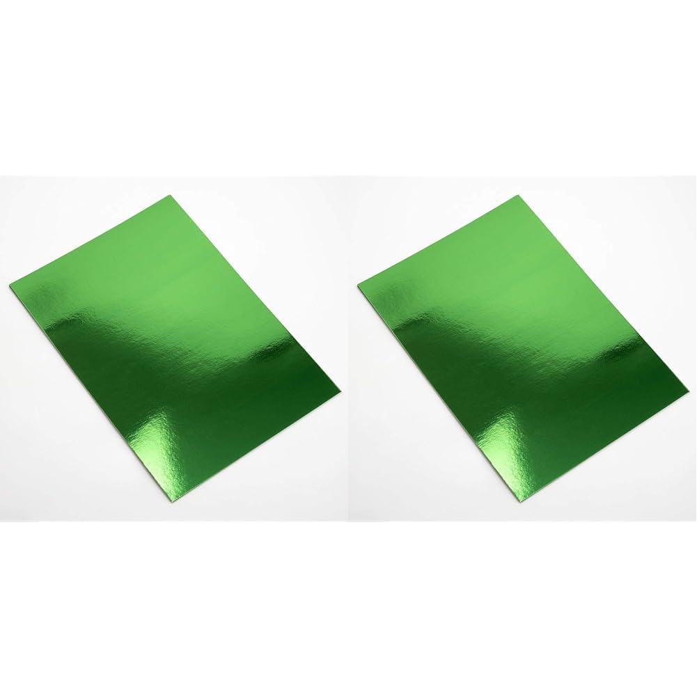 Italian Options 250GSM Mirror Card Craft Paper 10 Sheets, A4 Size, Green (Pack of 2)