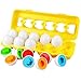 Dreampark Color Matching Egg Set Toddler Egg Toys Learning Educational Color Shape & Sorting Recognition Toys Easter Eggs for Kids Boy Girls 3 Year Old and Up (12 Eggs)