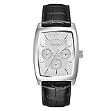 Caravelle New York Men's Stainless Steel Analog-Quartz Watch with Leather-Crocodile Strap, Black, 22 (Model: 43C116)