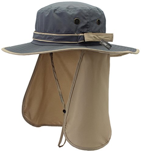 Camo Coll UPF 50+ Sun Hats with Flap Neck Cover (One Size, Grey)