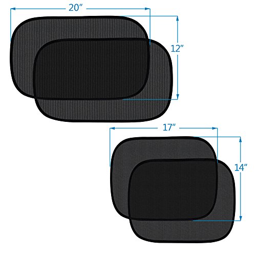 Car Sun Shade - 4 Pack Cling Car Side Windows Sunshade for Baby,Car Sunshades Protector,80 GSM for Maximum UV/Sun/Glare Protection for Kids,2 Pack 20"x12" and 2 Pack 17"x14" for Side Window Sunshades