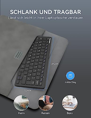 TeckNet X 315 ultra slim wireless Mini keyboard (QWERTZ, 2.4 GHz, 84 keys) black