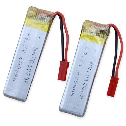 YUNIQUE GREEN-CLEAN-POWER - Rechargeable Lipo Battery 3.7V 600mAh for RC Drones | Compatible with UDI U817, WLtoys V959, Syma X5C, JJRC | 2 Pieces | 65X17X8 mm - 17,5 gr, Silver