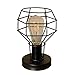 Magland Small Lamp Vintage Industrial Bedside Table Lamp for Bedroom and Farmhouse Decor with E26 Type A19 Led Warm Bulb Included, Black 9