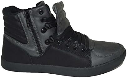 Mecca ME-7095 Larry Men's High Top Lace-Up Fashion Sneakers With Side Zipper, Black/Black Size 10.5