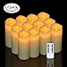 Eldnacele Flameless Candles Flickering Real Wax LED Battery Operated Candles Set of 12(D2.2 X H5) Pillar Candles Ivory Warm Light with Remote Control and Timer for Home and Wedding Decoration