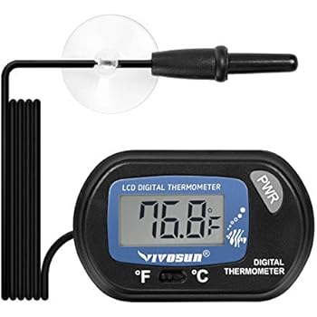 VIVOSUN 1-Pack LCD Digital Aquarium Thermometer Fish Tank Water Terrarium Temperature with Suction Cup for Turtle