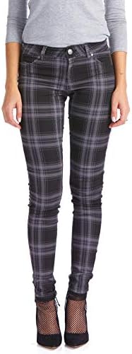 black plaid skinny jeans