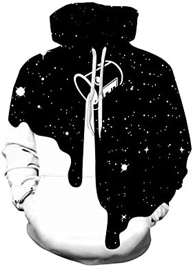 HSRKED Men 3d Hoodies Black Galaxy Stars Hoodie White Milk Panit Hooded Sweatshirts DX110-XL
