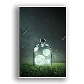 Framed Canvas Wall Art for Living Room, Bedroom Moon with Bright Canvas Prints for Modern Home Decoration Ready to Hang - 16"x24" inches