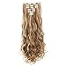 LELINTA 7Pcs 16 Clips 24 Inch Wavy Curly Full Head Clip in on Double Weft Hair Extensions Ginger Brown Mix Bleach Blonde