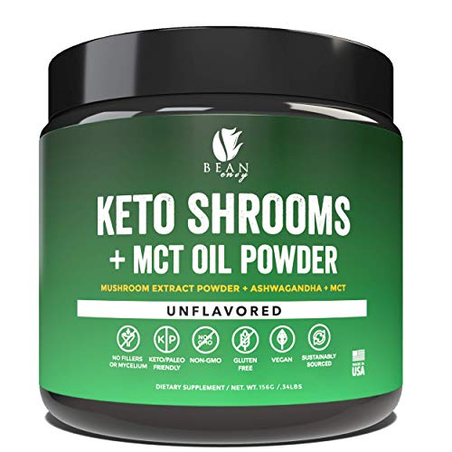 Bean Envy Keto Shrooms - Mushroom Extract Root Powder + MCT Oil Powder + Ashwagandha - Perfect for Keto, Immunity Boost, Weight Loss and Stress Management - Unflavored