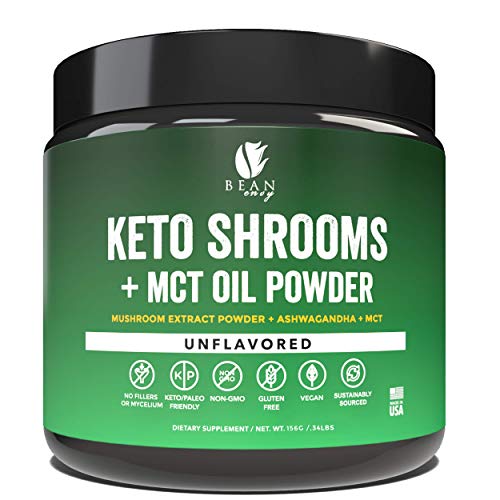 Bean Envy Keto Shrooms – Mushroom Extract Root Powder + MCT Oil Powder + Ashwagandha – Perfect for Keto, Immunity Boost, Weight Loss and Stress Management – Unflavored