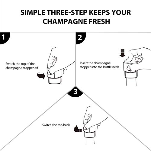 Champagne Stopper, Stainless Steel Wine & Champagne Sealer, Resealable Leak-Proof Cap For Prosecco, Sparkling & Still Wine- Best Gift Accessory, Home and Party Use 7717-W401-02 - Thumbnail 3