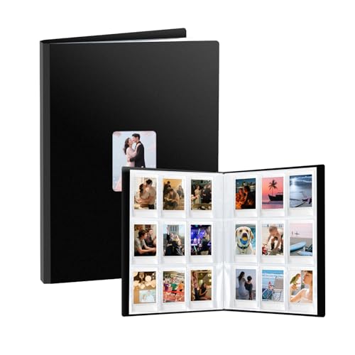 FRETONBA Photo Album for Polaroid Film Suitable for Photos 6 x 9 cm, Traditional Photo Album for Instax Mini Photograph with 216 Pockets, Large Slip in Photo Book with Front Window, Black