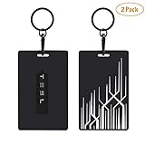 Seven Sparta Key Card Holder for Tesla Model 3 Silicone Key Chain (2Pack Black)