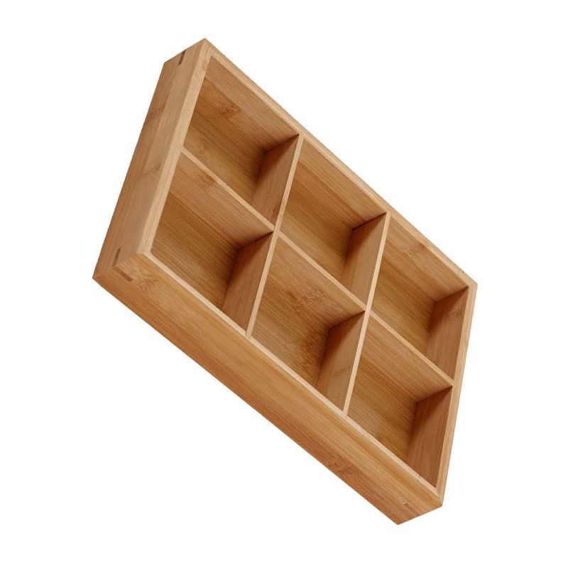 Wooden Divided Tray for Hot Pot Restaurants and Sushi Plate Multi Compartments Finely Polished Safe to Use Beautiful Appearance Design (6 Compartments)