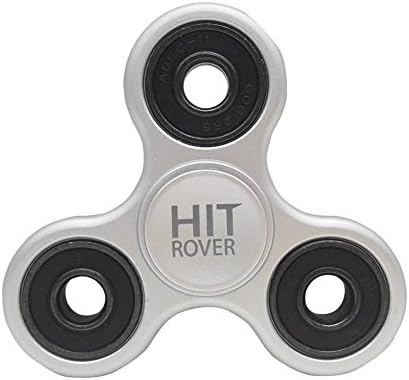 Stress Relief Spinner Fidget For Kids &amp; Adults By Hitrover - Handheld Sensory Anxiety Reducing Fiddling Toy - For ADHD, Autism, ADD, Nail Biting &amp; Attention Disorders - Relieves Boredom (Silver Gray)
