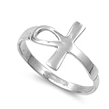 Sterling Silver Egyptian Cross Ankh Ring (Size 5 - 10)