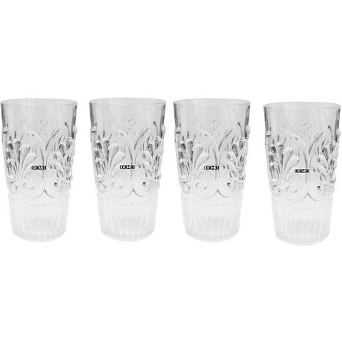Set of 4 Le Cadeaux Break Resistant Drinkware Highball or Ice Tea Glasses, Clear