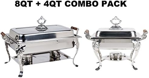 2 Pack Chafer Premier Choice Full Rectangular Classic Crown Chafer, 8qt Classic Chafer 408 + 4qt Classic Chafer