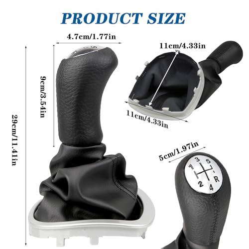Unicavu Gear Knob for Clio 3 (2005-09) Twingo 2 Megane 2/3 Kangoo 2 Scenic Laguna 2 Espace 4 Modus Campus, 5 Speeds Manual Gear Shift Boot 8200379961 8200393246