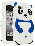 iPhone 4 Phone Case, Bastex 3D Silicone Dark Blue & White Panda Bear Case for Apple iPhone 4, 4s …