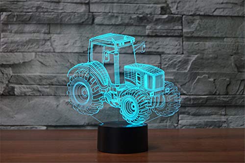 Unknow Tractor 3D Illusion Light Lamp, LED Night Light Table Desk Decor with 7 Colors Touch Control USB Power, Magical 3D Visual Lamp for Home Xmas Birthday Gifts