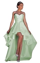 NLQ Satin Prom Dresses for Women Strapless High Low