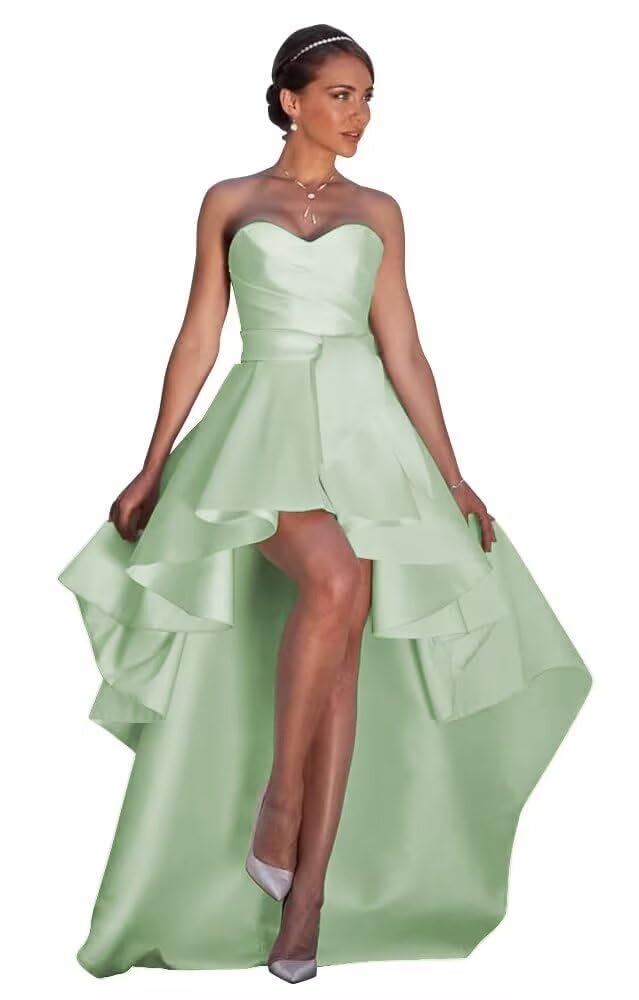 NLQ Satin Prom Dresses for Women Strapless High Low
