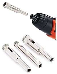 Juego de brocas de diamante Bastex (3 piezas) Incluye brocas de 6 mm, 8 mm, 10 mm, diseñado para cortar cerámica, baldosas, mármol, vidrio, porcelana y la mayoría de superficies duras.