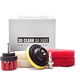 Ultimate Drill Scrub Kit - Clean 5X Faster - Remove Hard Water Stain, Soap Scum on Grout, Corner, Tile, Fiberglass Tub, Vinyl Floor, Glass Door - Bathroom Cleaning Accessory - Drill Brush and Pads Set