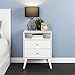 Prepac Milo Mid-Century Modern 2 Drawer Nightstand with Open Shelf, Bedside Table, Contemporary Bedroom Furniture, 16