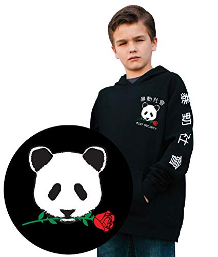 Riot Society Panda Rose Boys Hoodie - Black, Medium