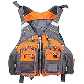 JKSPORTS Fly Fishing Vest - Fishing Safety Life Jacket for Swimming, Sailing, Boating, Kayak - Floating Multifunction Breathable Backpack for Men and Women - Adjustable, Grey/Green/Red/Blue