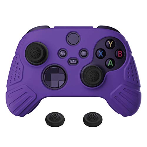 eXtremeRate PlayVital Guardian Edition Purple Ergonomic Soft Anti-slip Controller Silicone Case Cover for Xbox Series X/S, Rubber Protector Skins with Joystick Caps for Xbox Core Wireless Controller