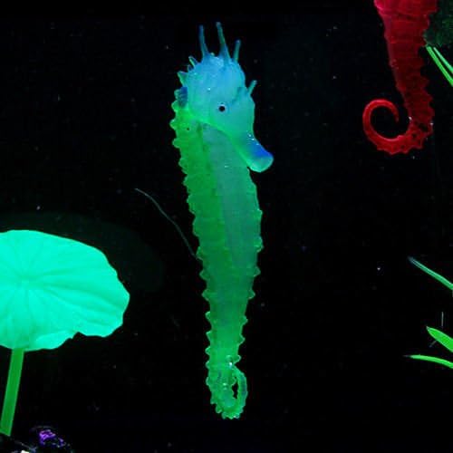 Hipppcampus Green Aquarium Fish Tank Landscape Decoration Glow Simulation Animal Plants Ornament no.40