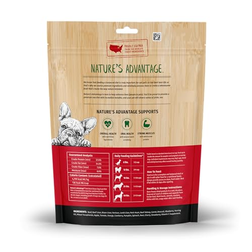 NATURE’S ADVANTAGE FREEZE-DRIED RAW RED MEAT DINNER DOG FOOD MINI NIBS, 14 OZ | BEEF, VENISON, FRUITS, VEGGIES | GRAIN FREE, HIGH PROTEIN NUTRITION