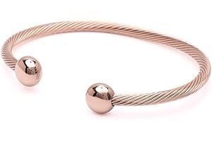 QRAY Rose Gold Deluxe Surgical Steel Golf Athletic Bracelet Men Women C-Shaped Health Wellness Bracelet