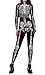 F Style Halloween Cosplay Clothes Skeleton Printed Women Jumpsuits Rompers Skinny Bodysuit,Black White Bone,Small