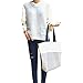 Women's Black Stripe Print Canvas Tote Bag Shoulderbag White (black-zip)