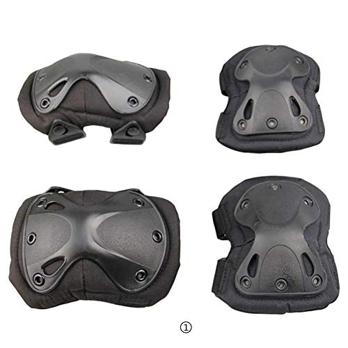 Niome 1 Pair Kneelet and 2 Pcs Elbow Pad Outdoor Tactical Protection Knee Pads Elbow Support Set Black
