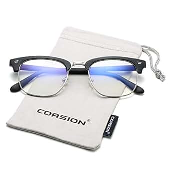 COASION Blue Light Blocking Glasses Semi-Rimless Clear