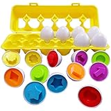 J-hong Matching Eggs - Toddler Toys - Educational Color & Recognition Skills Study Toys, for Learn Color & Shape Match Egg Set, for Age 2 Years Old and 2 Years Up Kid Baby Toddler Boy Girl. (12 Eggs)