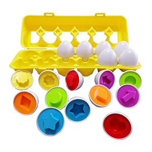 J-hong Matching Eggs 12 pcs Set Easter Eggs – Educational Color & Shape Recognition Sortere Skills Study Toys, Learning…